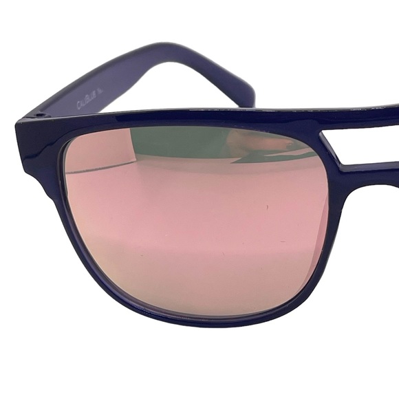 Fashion Sunglasses Deep Cobalt Blue with Pink Mirrored Lens - Picture 7 of 10